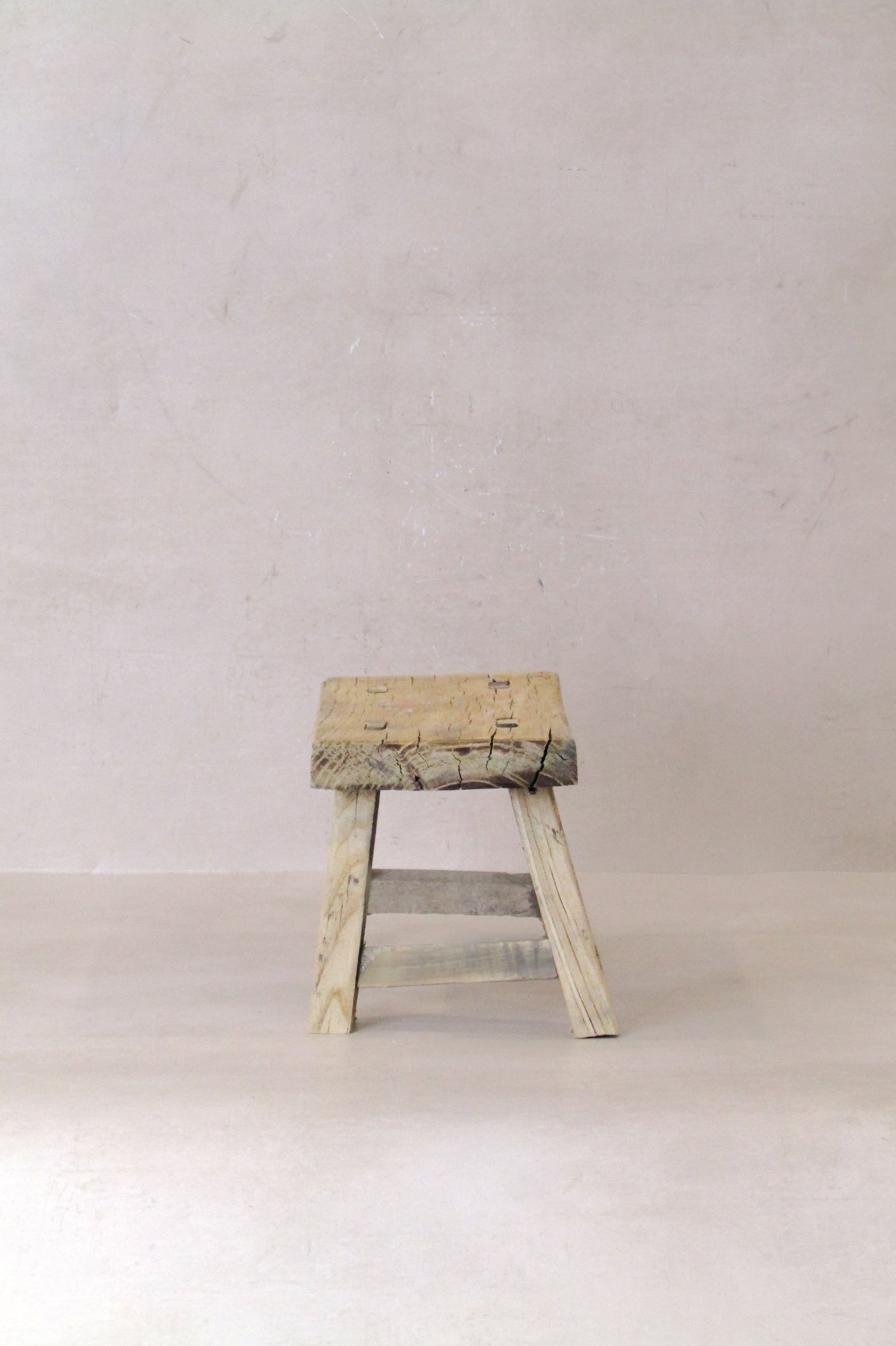 Vintage Rustic Elm Wood Stool - Small - No 28