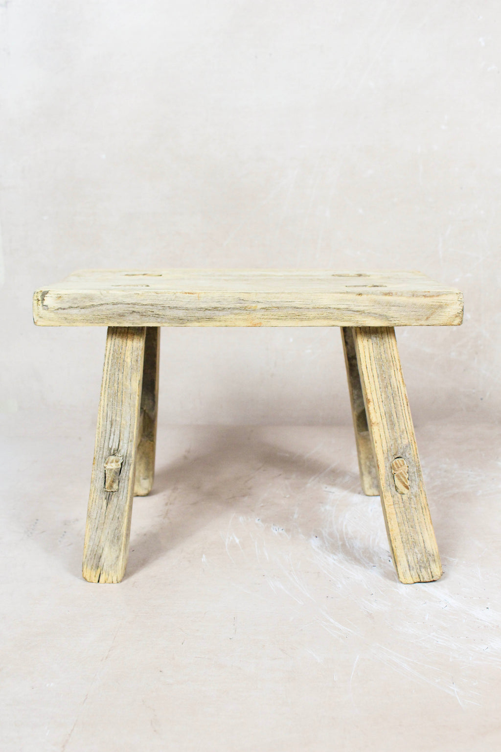 Vintage Rustic Elm Wood Stool Small - No 60