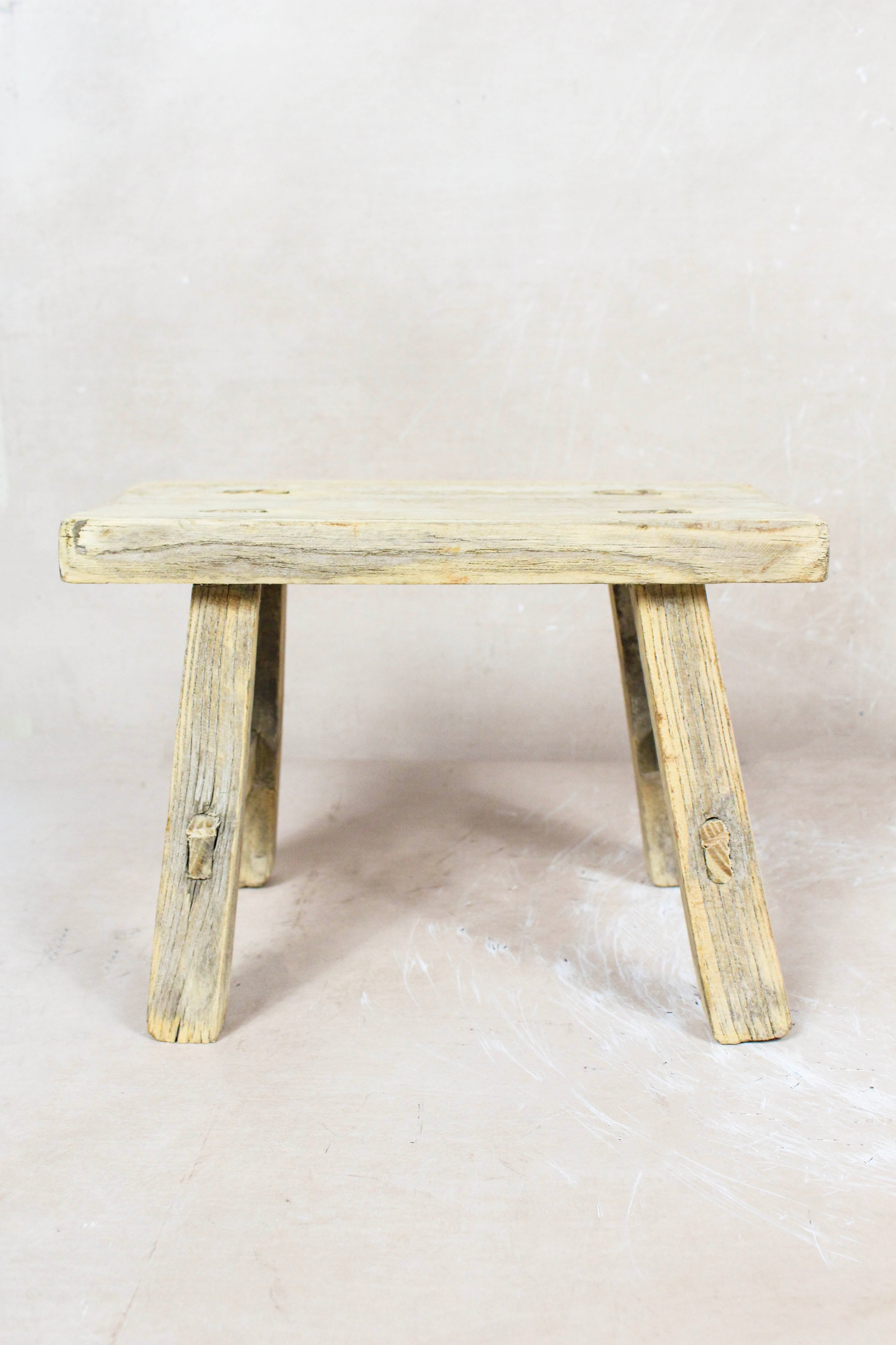 Vintage Rustic Elm Wood Stool Small - No 60