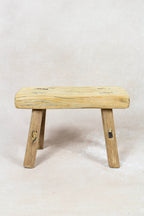 Vintage Rustic Elm Wood Stool - No 61