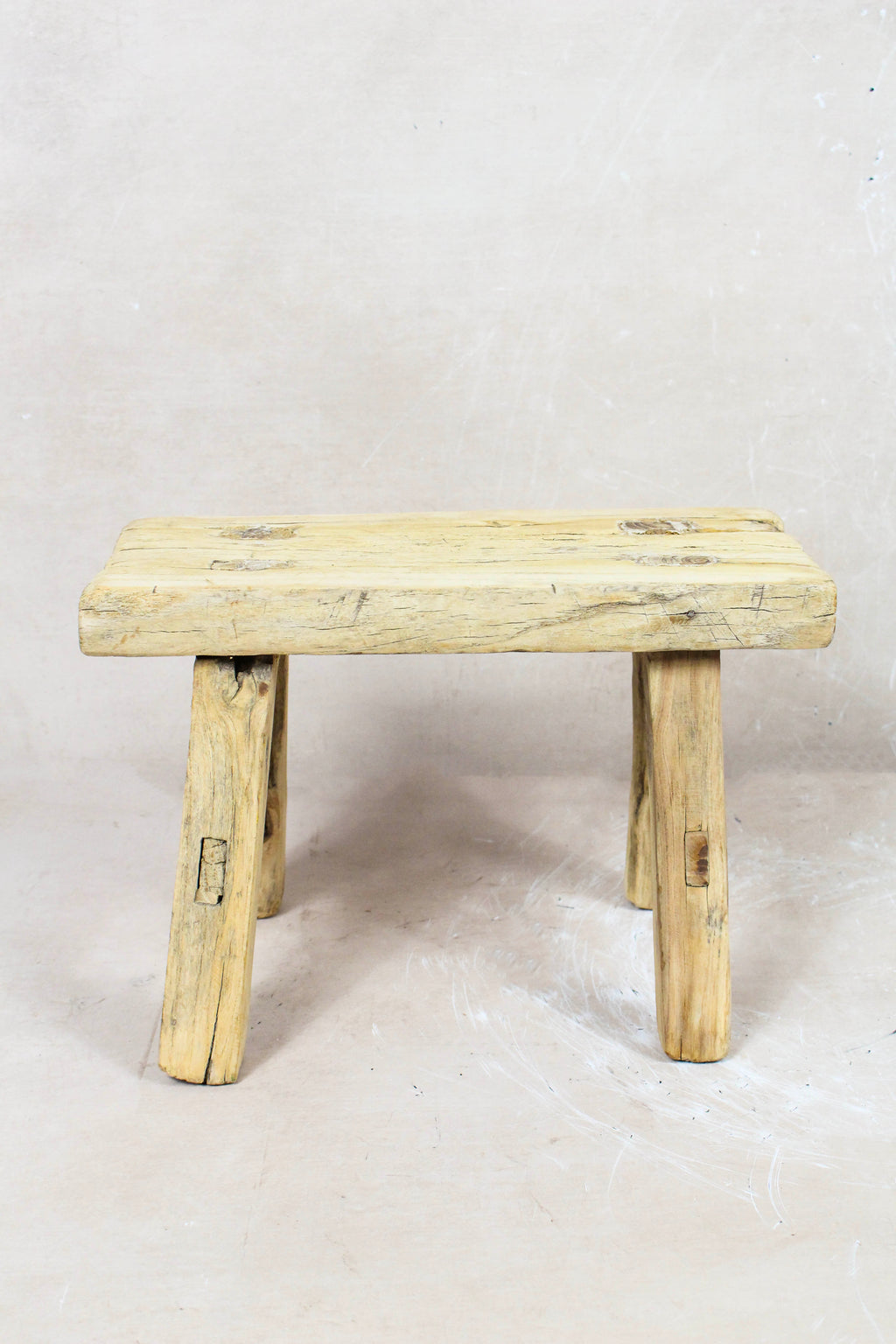 Vintage Rustic Elm Wood Stool Small - No 62