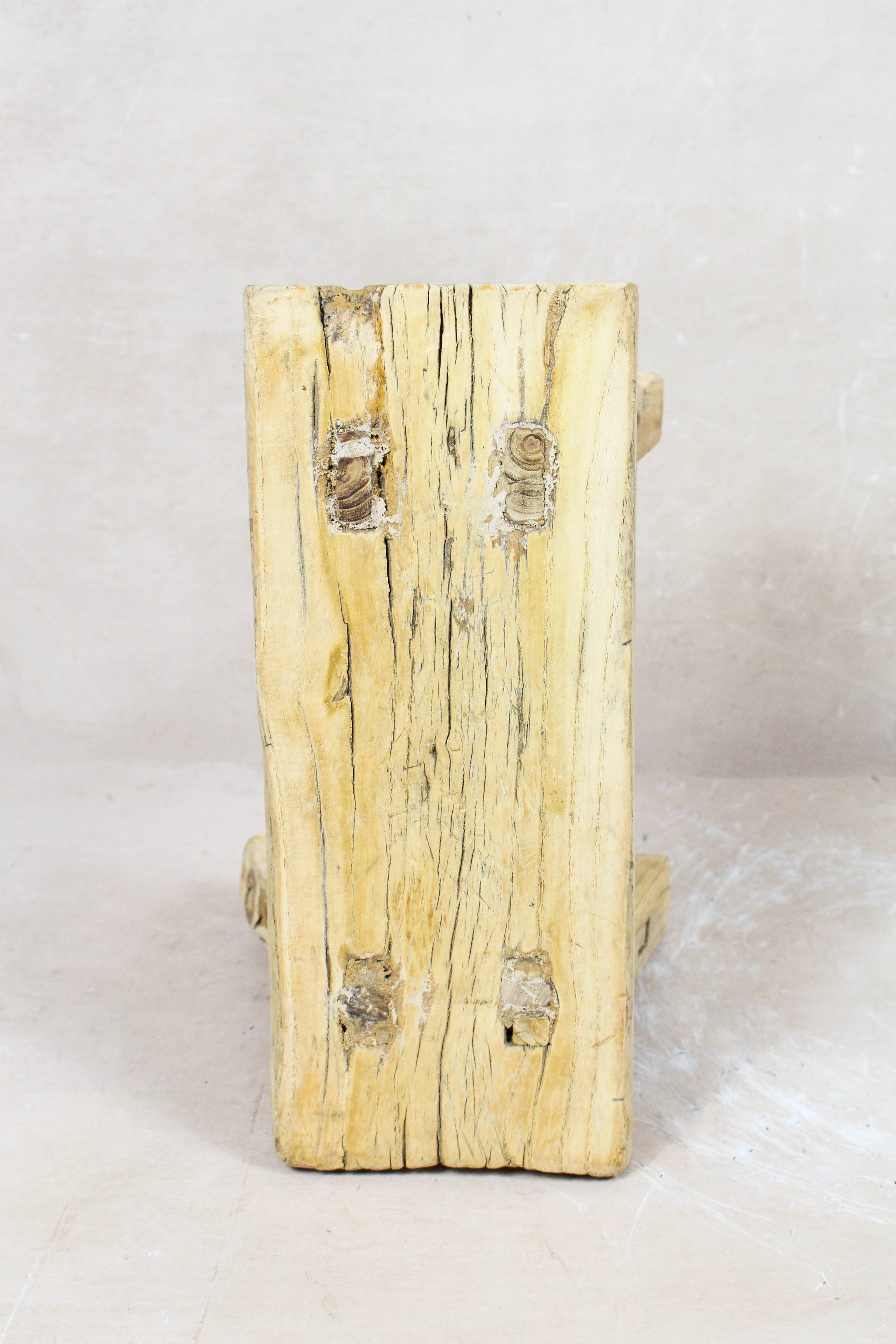 Vintage Rustic Elm Wood Stool Small - No 62