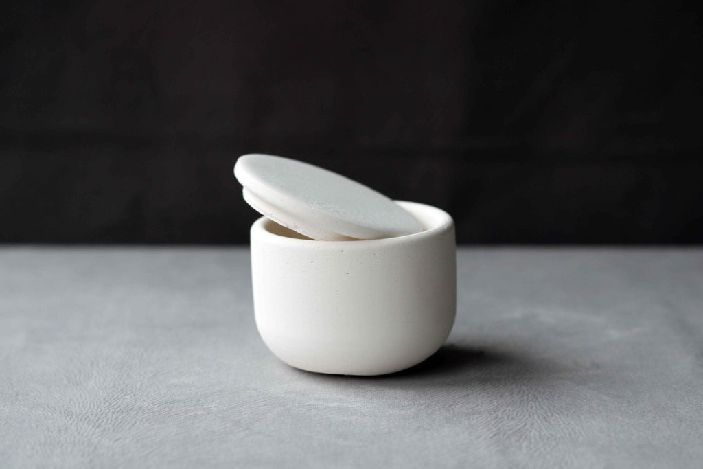 WHITE CONCRETE SMALL JEWELLERY HOLDER, WHITE CONCRETE TEALIGHT HOLDER