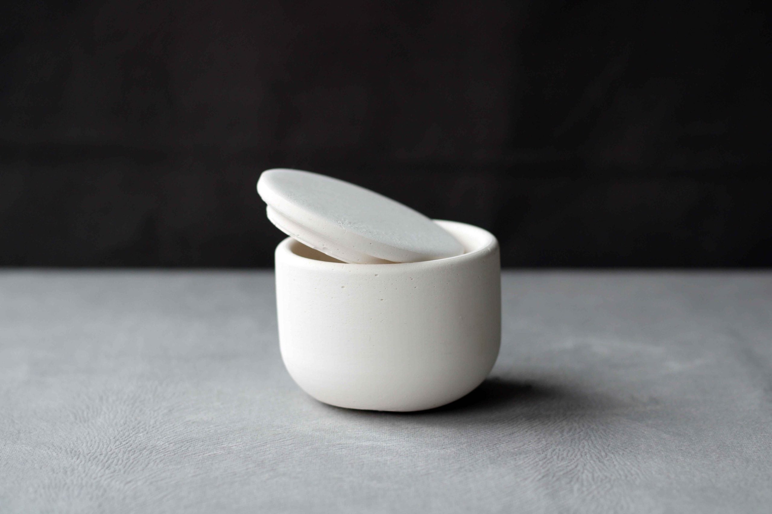 WHITE CONCRETE SMALL JEWELLERY HOLDER, WHITE CONCRETE TEALIGHT HOLDER