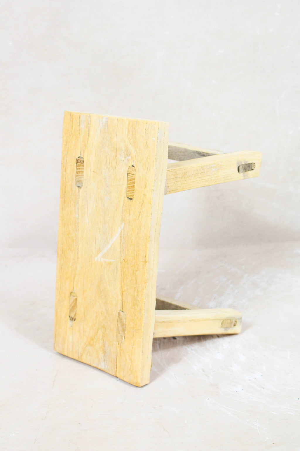 Vintage Rustic Elm Wood Stool - No 63