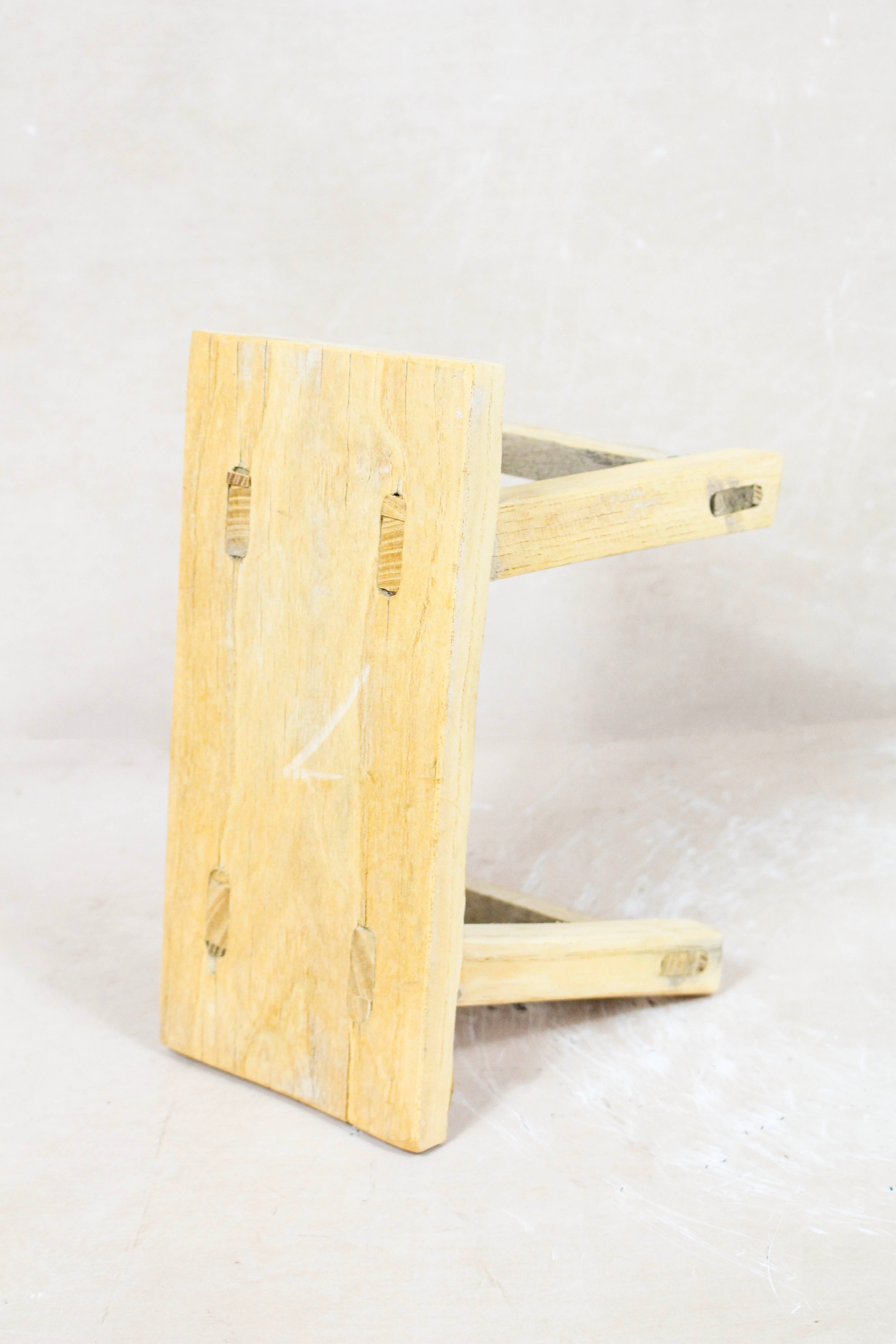 Vintage Rustic Elm Wood Stool - No 63