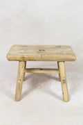Vintage Rustic Elm Wood Stool - No 64