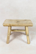 Vintage Rustic Elm Wood Stool - No 64
