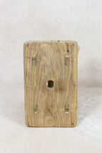 Vintage Rustic Elm Wood Stool - No 64