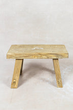 Vintage Rustic Elm Wood Stool Small - No 66