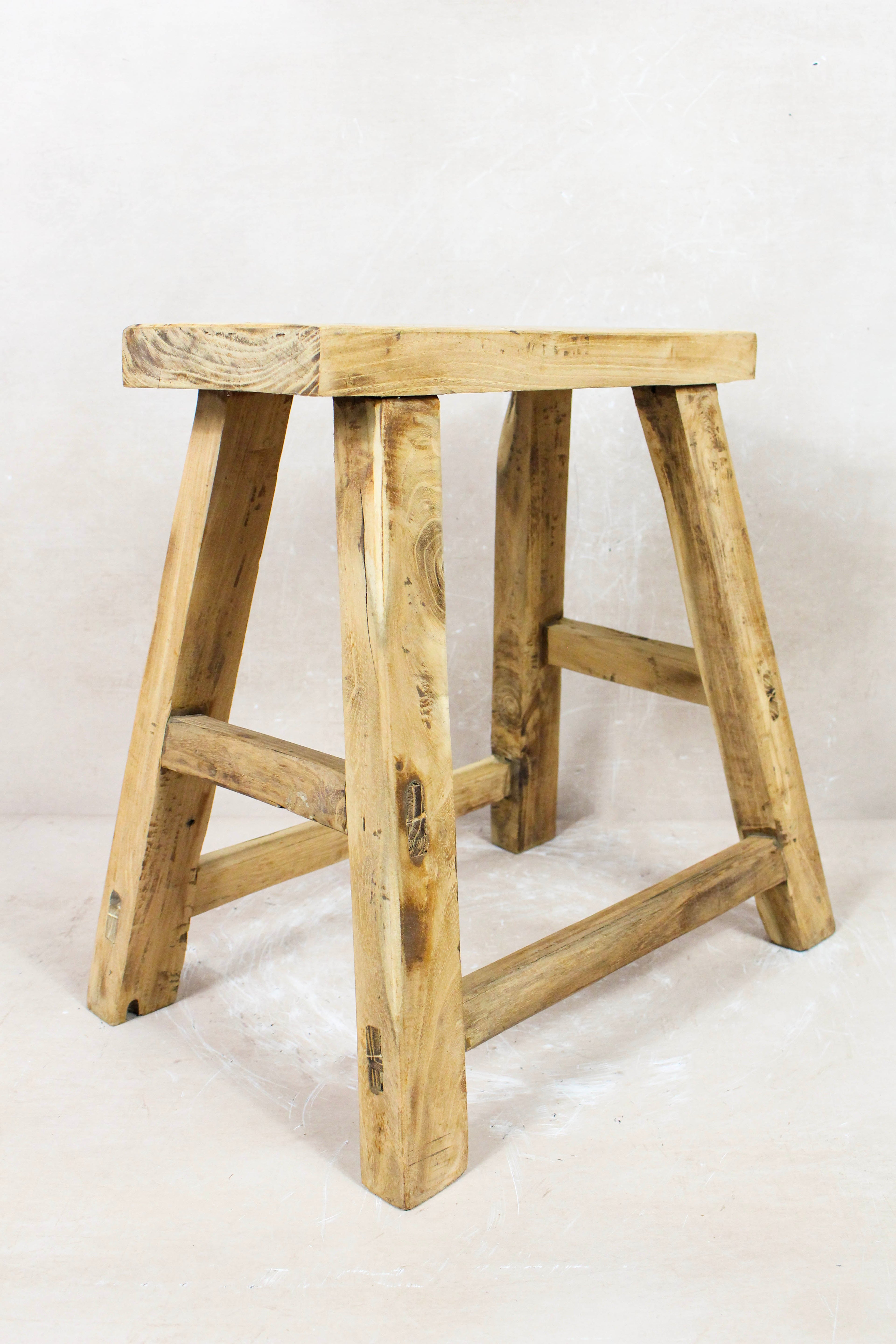 Vintage Rustic Stool - Elm wood - 77