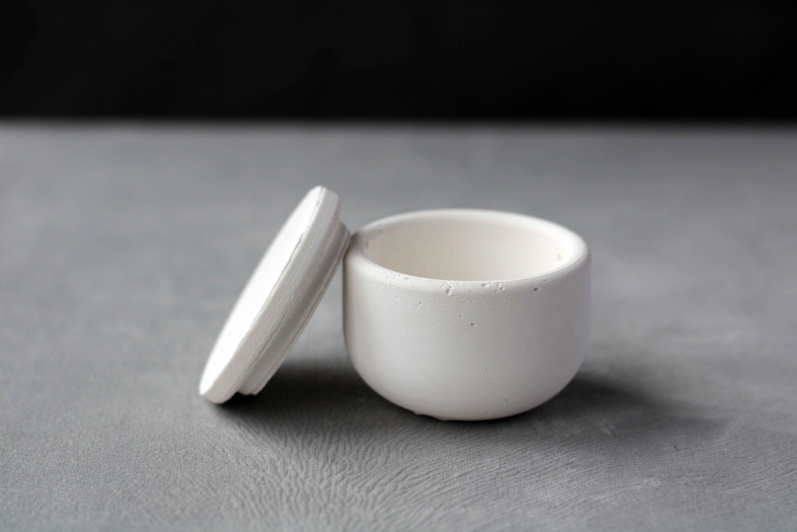 WHITE CONCRETE SMALL JEWELLERY HOLDER, WHITE CONCRETE TEALIGHT HOLDER