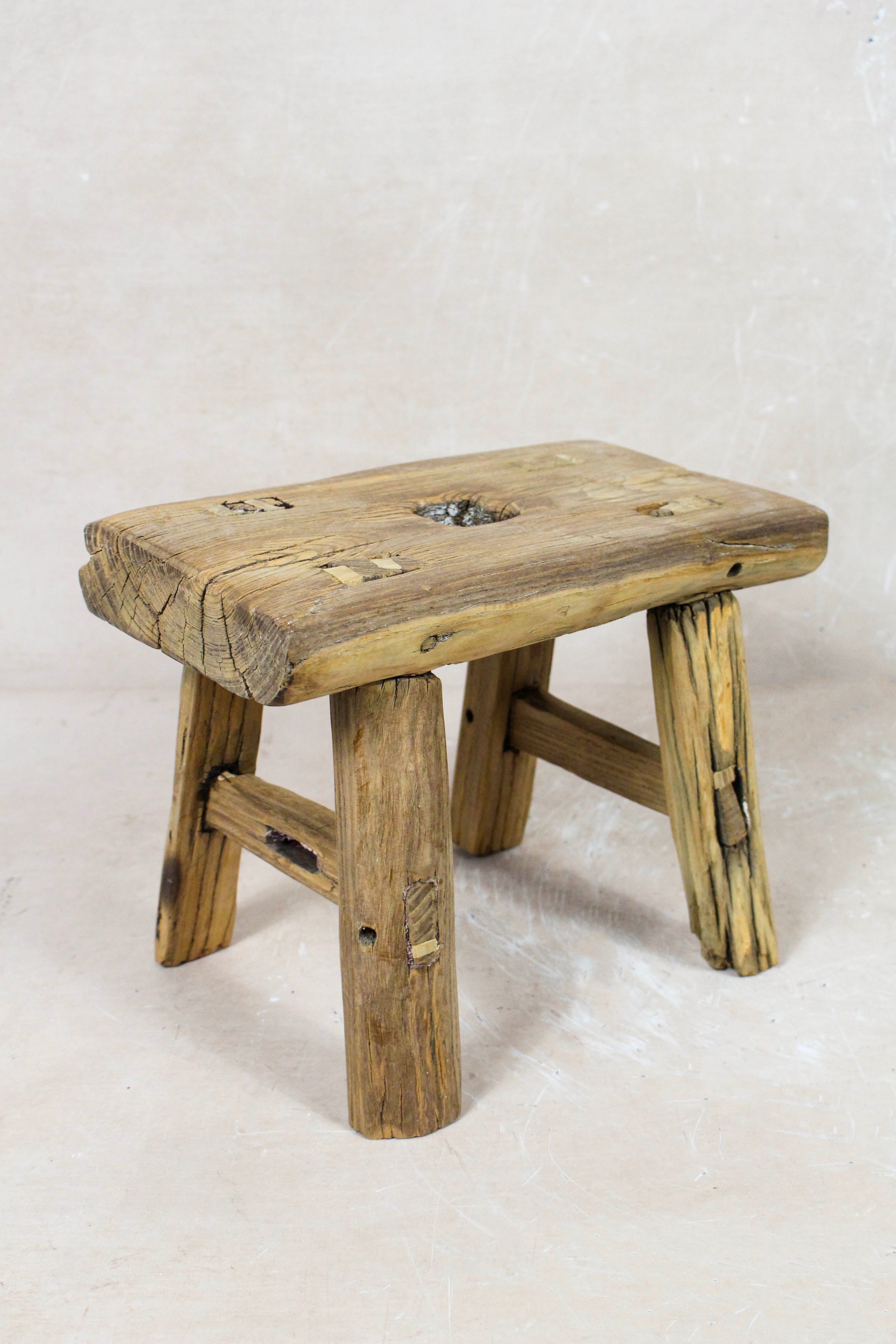 Vintage Rustic Stool - Elm wood - Small - 127