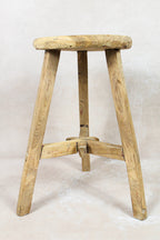 Vintage Rustic Round Stool - Elm wood - 128