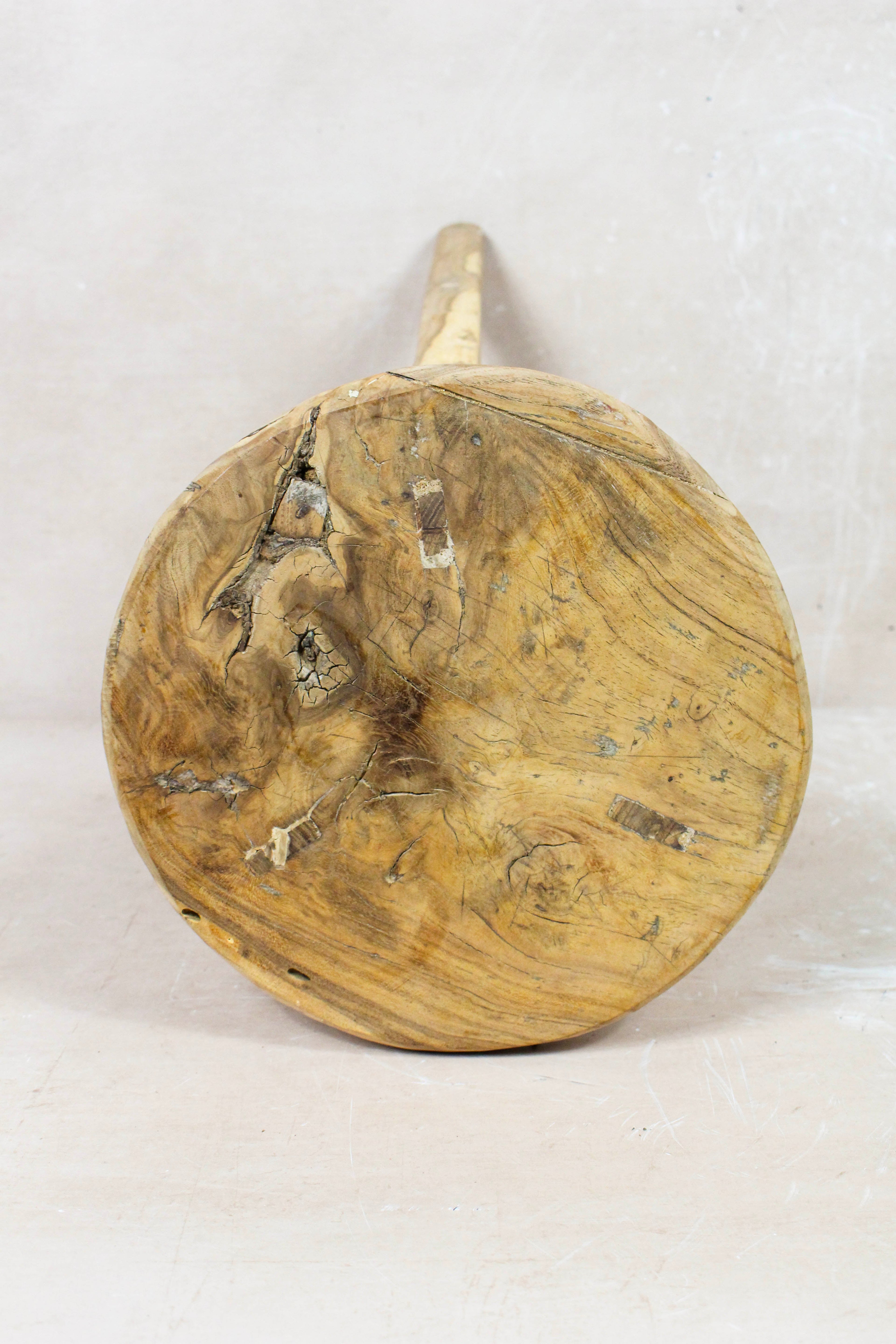 Vintage Rustic Round Stool - Elm wood - 128
