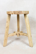 Vintage Rustic Round Stool - Elm wood - 129