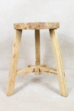 Vintage Rustic Round Stool - Elm wood - 129