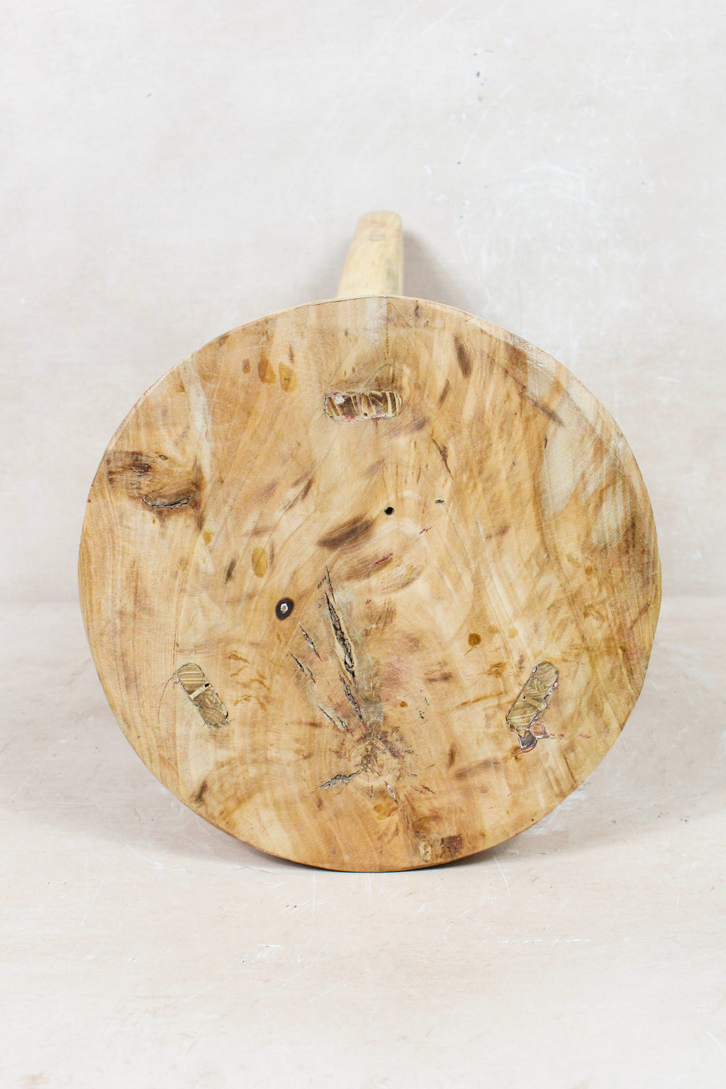 Vintage Rustic Round Stool - Elm wood - 129