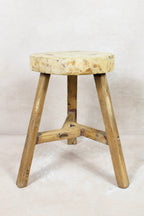 Vintage Rustic Round Stool - Elm wood - 130