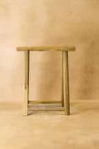 Vintage Rustic Elm Wood Stool - Medium - No 61