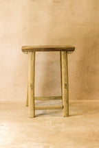 Vintage Rustic Elm Wood Stool - Medium - No 62