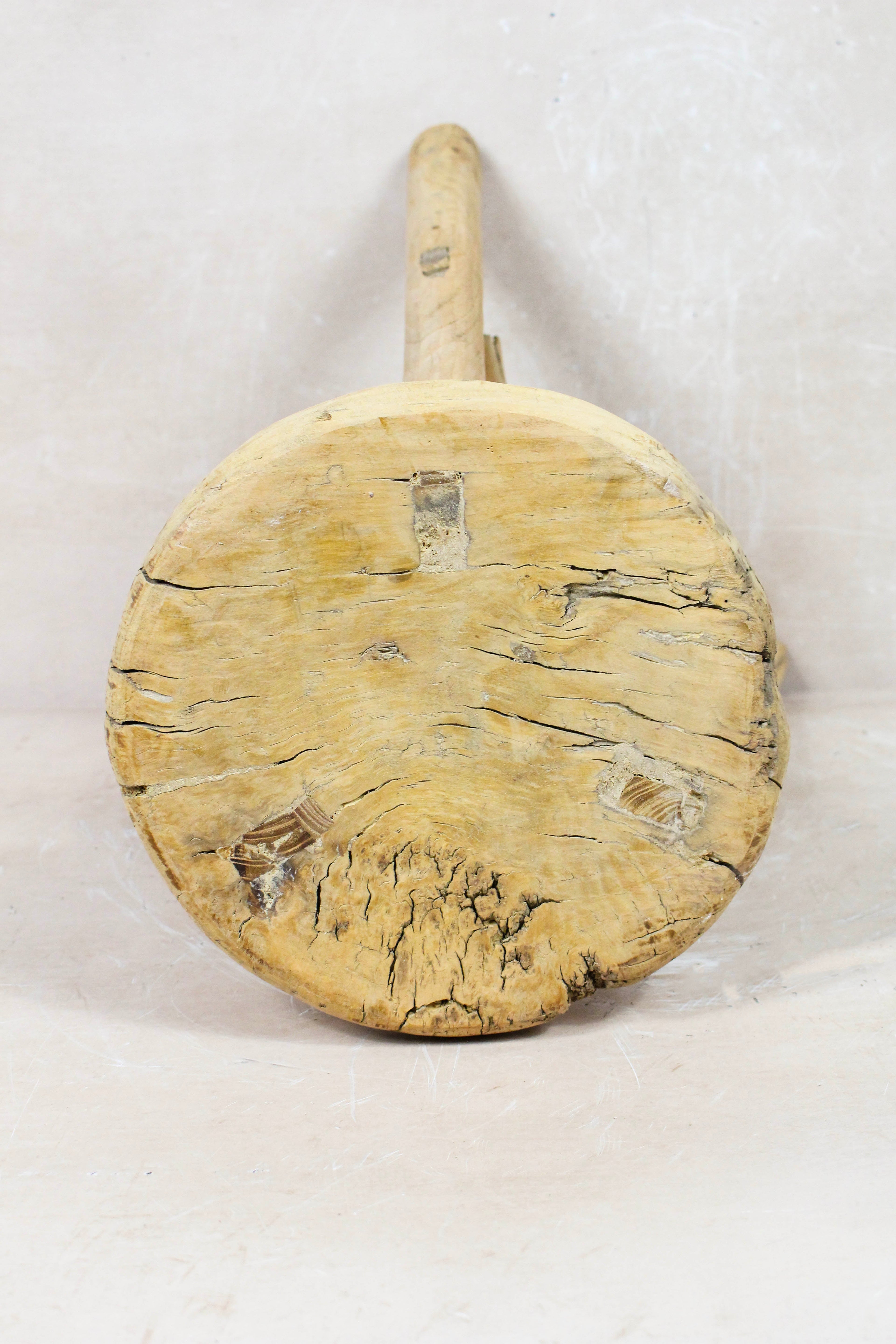 Vintage Rustic Round Stool - Elm wood - 131