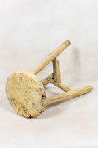 Vintage Rustic Round Stool - Elm wood - 131