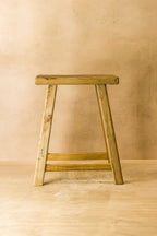 Vintage Rustic Elm Wood Stool - Medium - No 64