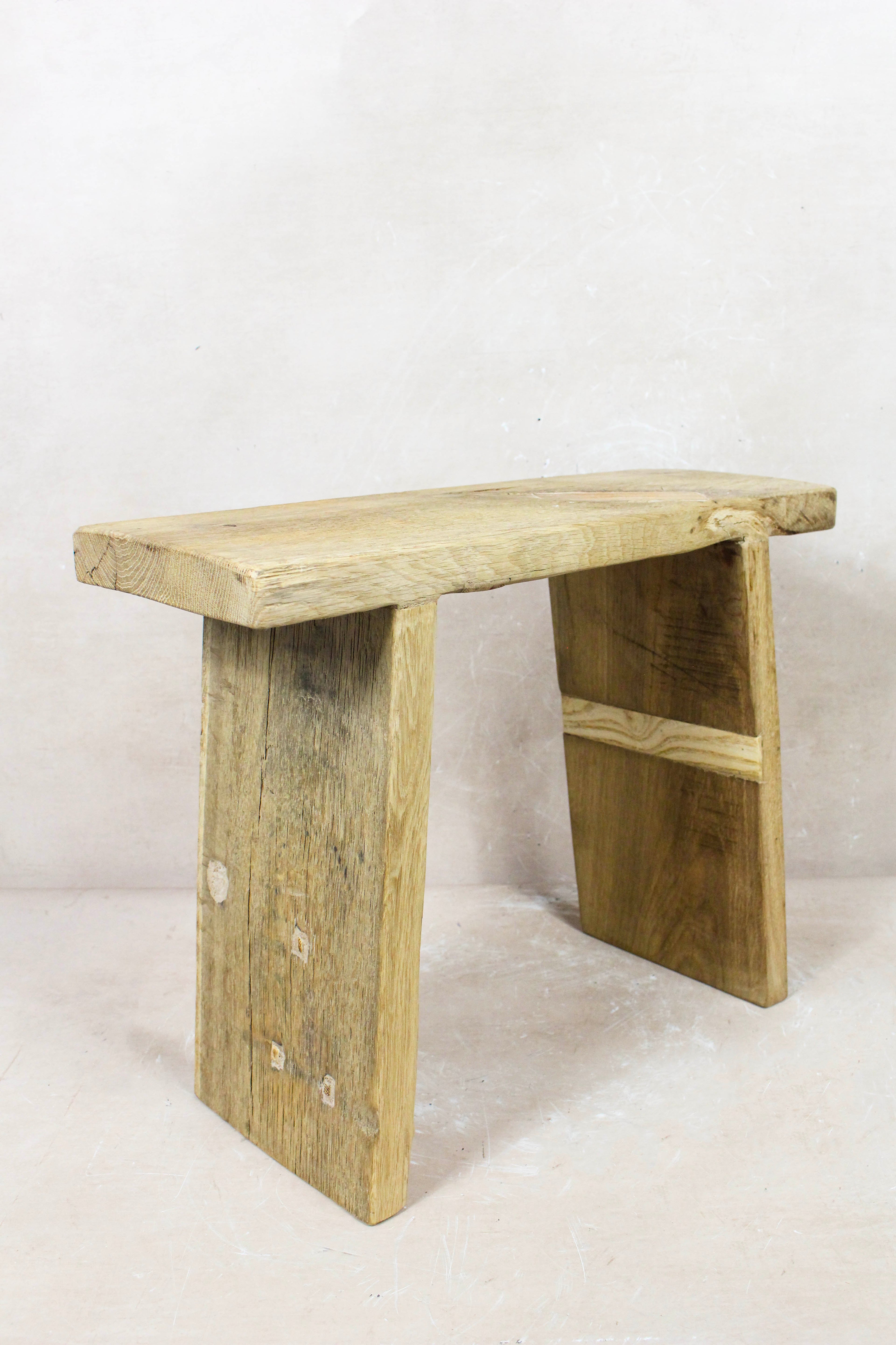 Vintage Rustic Square Elm Wood Stool - 133