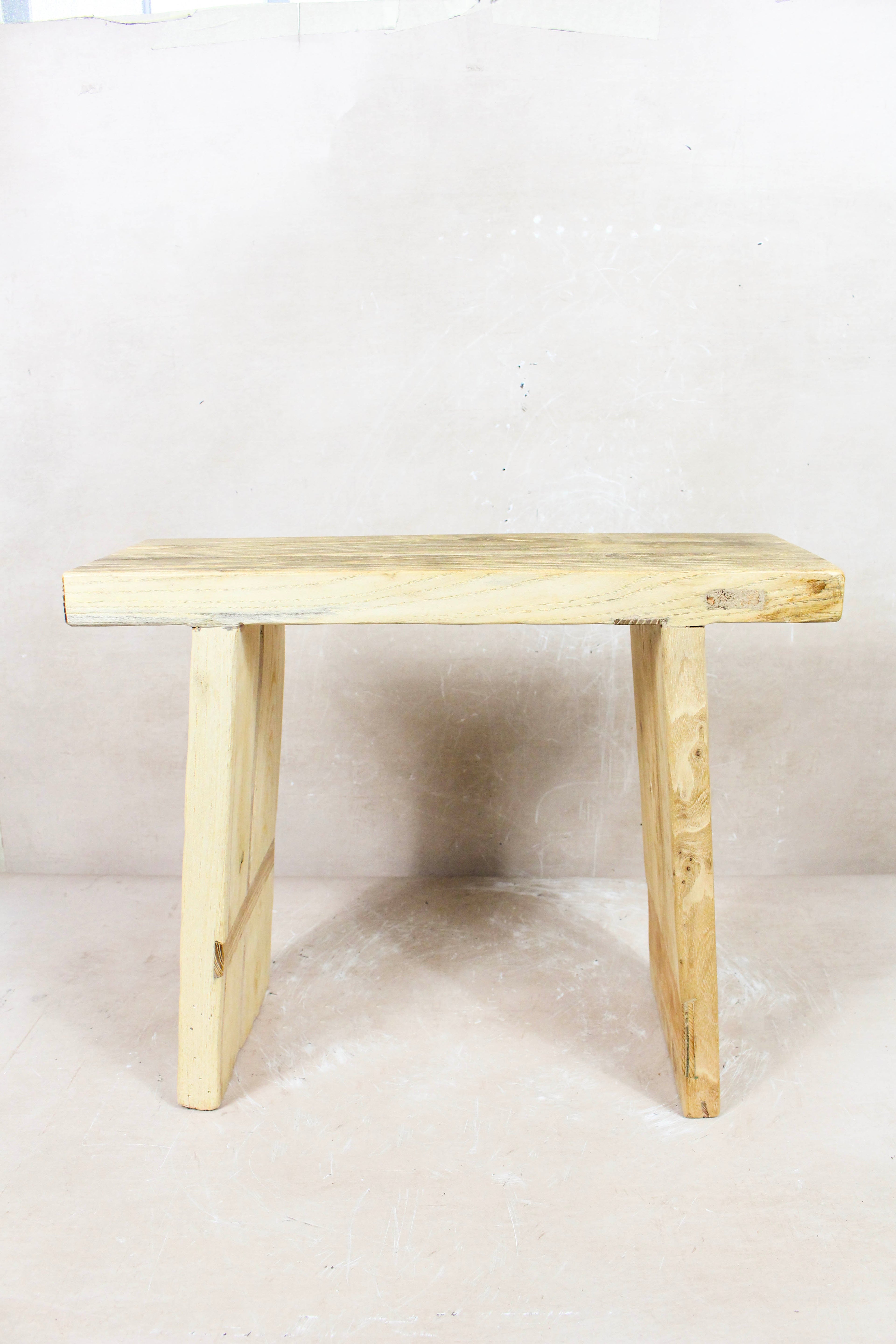 Vintage Rustic Square Elm Wood Stool - 134
