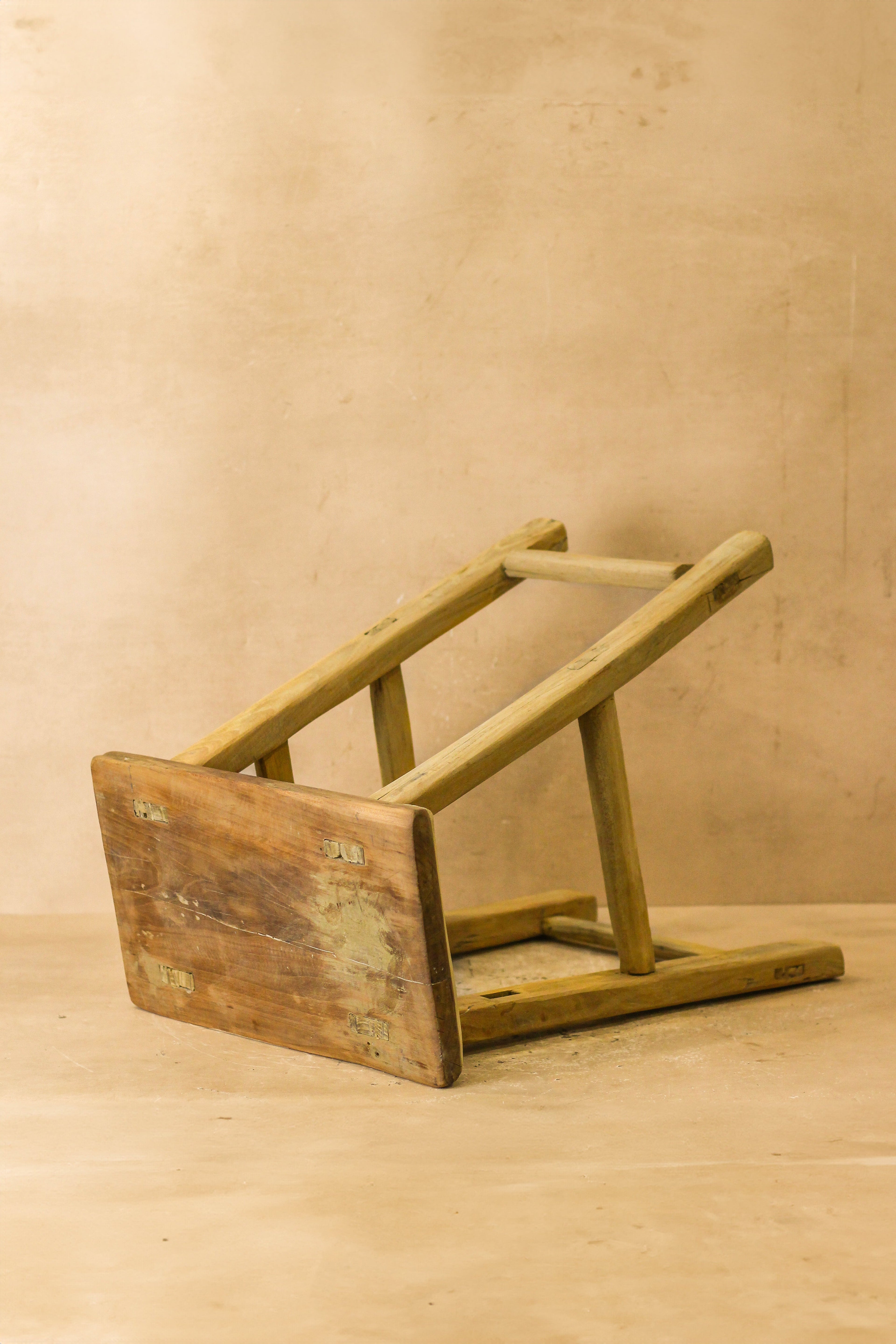 Vintage Rustic Elm Wood Stool - Medium - No 62