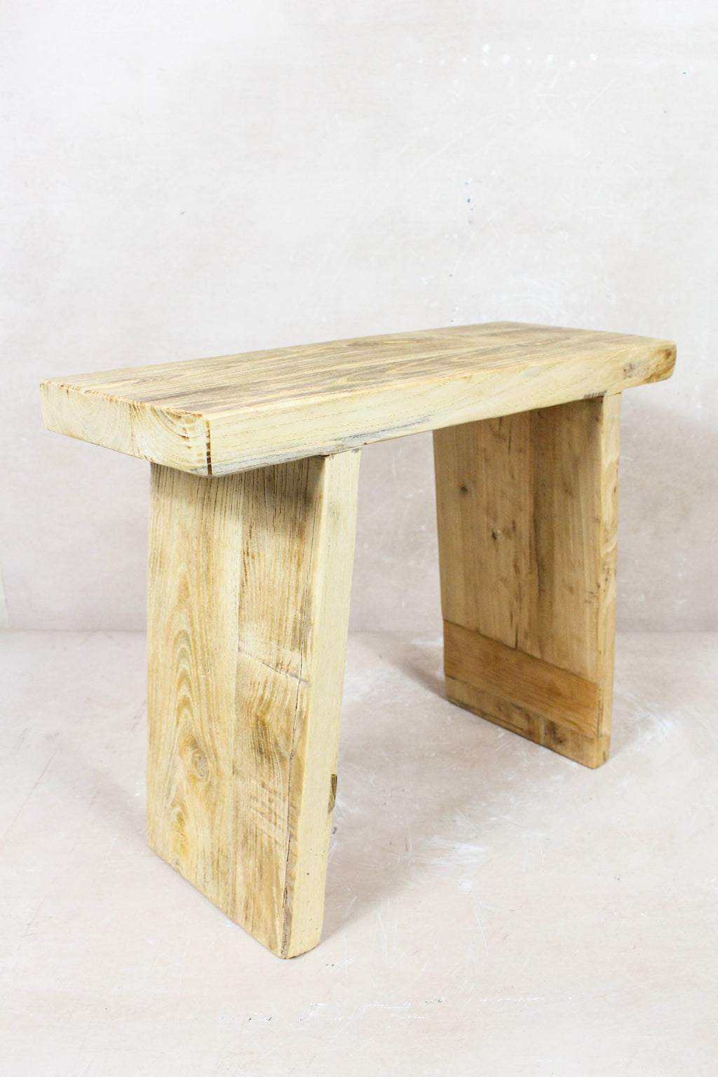 Vintage Rustic Square Elm Wood Stool - 134