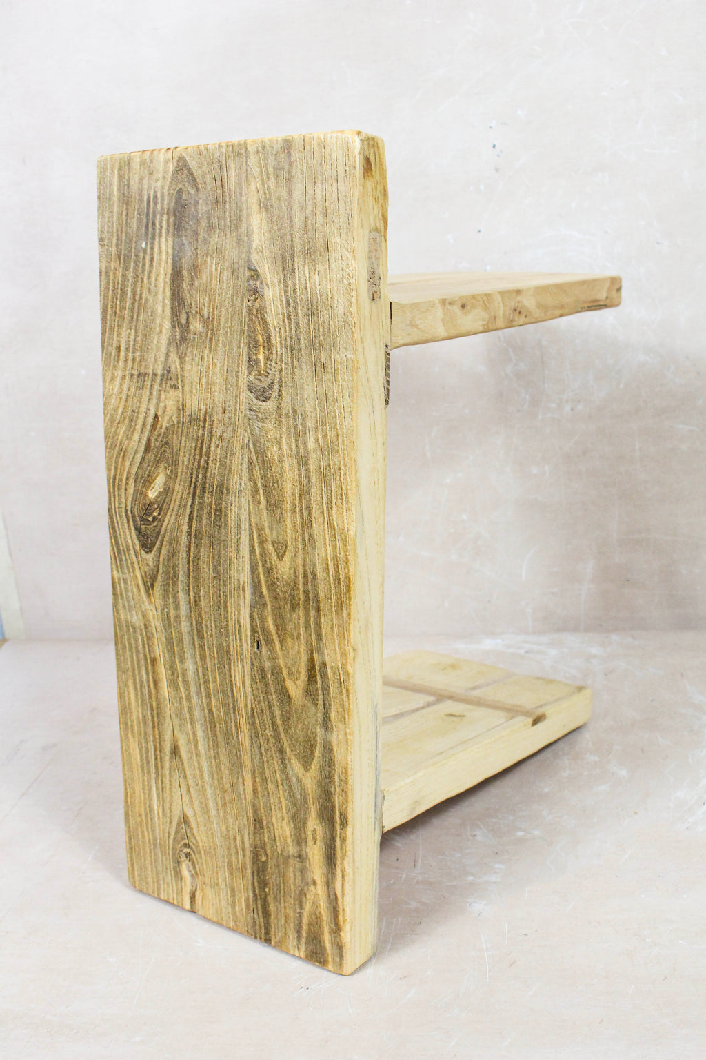 Vintage Rustic Square Elm Wood Stool - 134