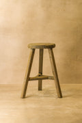 Vintage Rustic Elm Wood Stool - Round - No 46