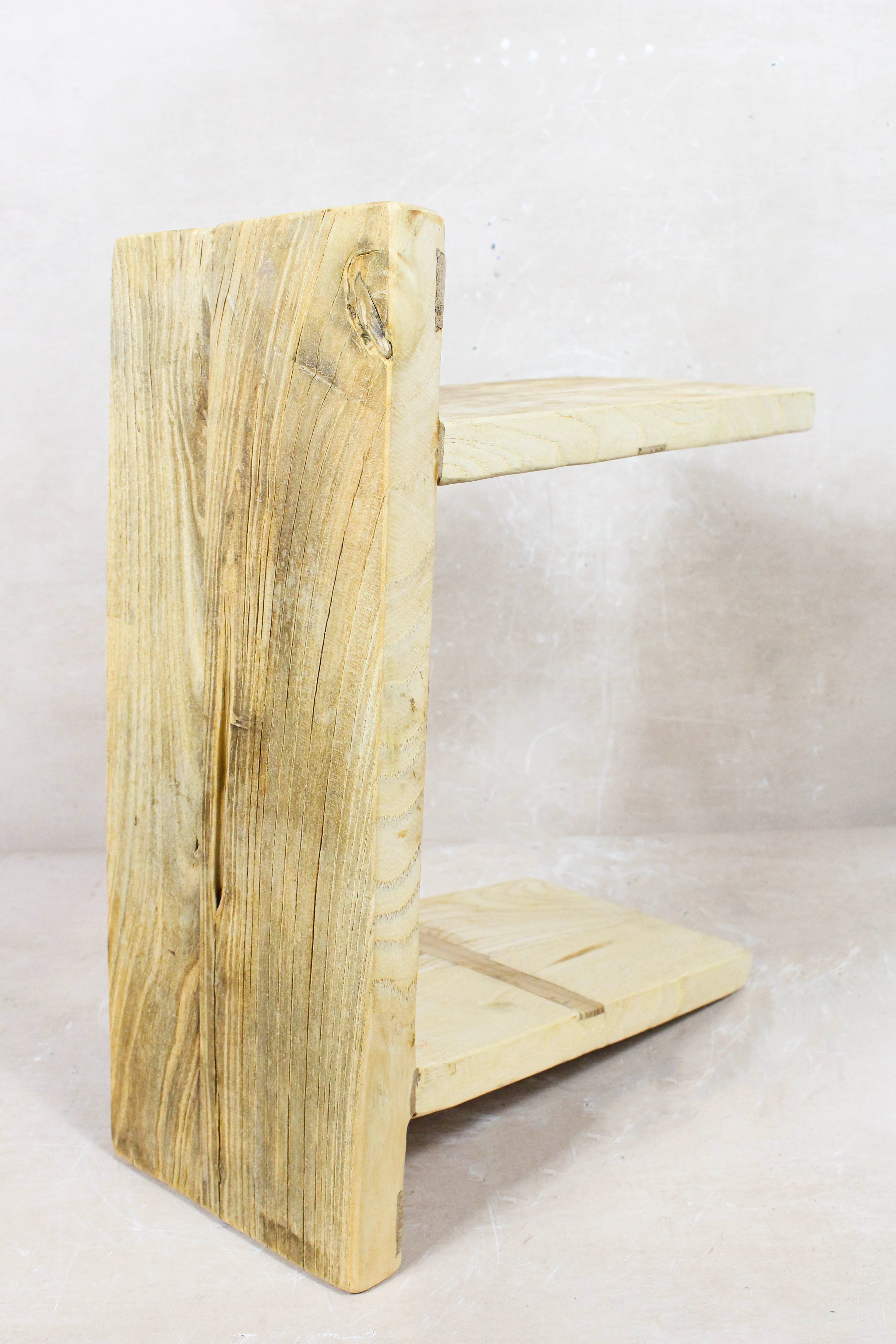 Vintage Rustic Square Elm Wood Stool - 135