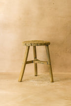 Vintage Rustic Elm Wood Stool - Round - No 48