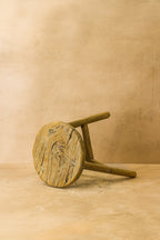 Vintage Rustic Elm Wood Stool - Round - No 48