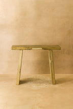 Vintage Rustic Square Elm Wood Stool - No 1