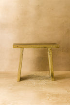 Vintage Rustic Square Elm Wood Stool - No 3