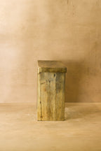 Vintage Rustic Square Elm Wood Stool - No 3