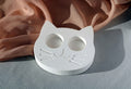 WHITE CONCRETE CAT-FACE TEALIGHT HOLDER