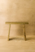 Vintage Rustic Square Elm Wood Stool - No 4