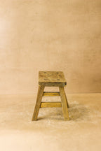 Vintage Rustic Elm Wood Stool - Small - No 17