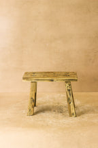 Vintage Rustic Elm Wood Stool - Small - No 17