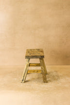 Vintage Rustic Elm Wood Stool - Small - No 17