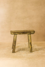 Vintage Rustic Elm Wood Stool - Small - No 18
