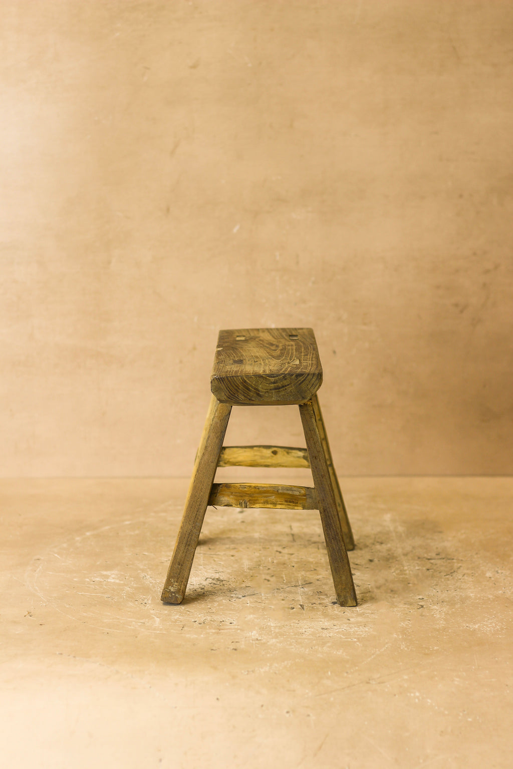 Vintage Rustic Elm Wood Stool - Small - No 18