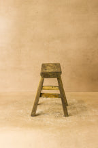 Vintage Rustic Elm Wood Stool - Small - No 18
