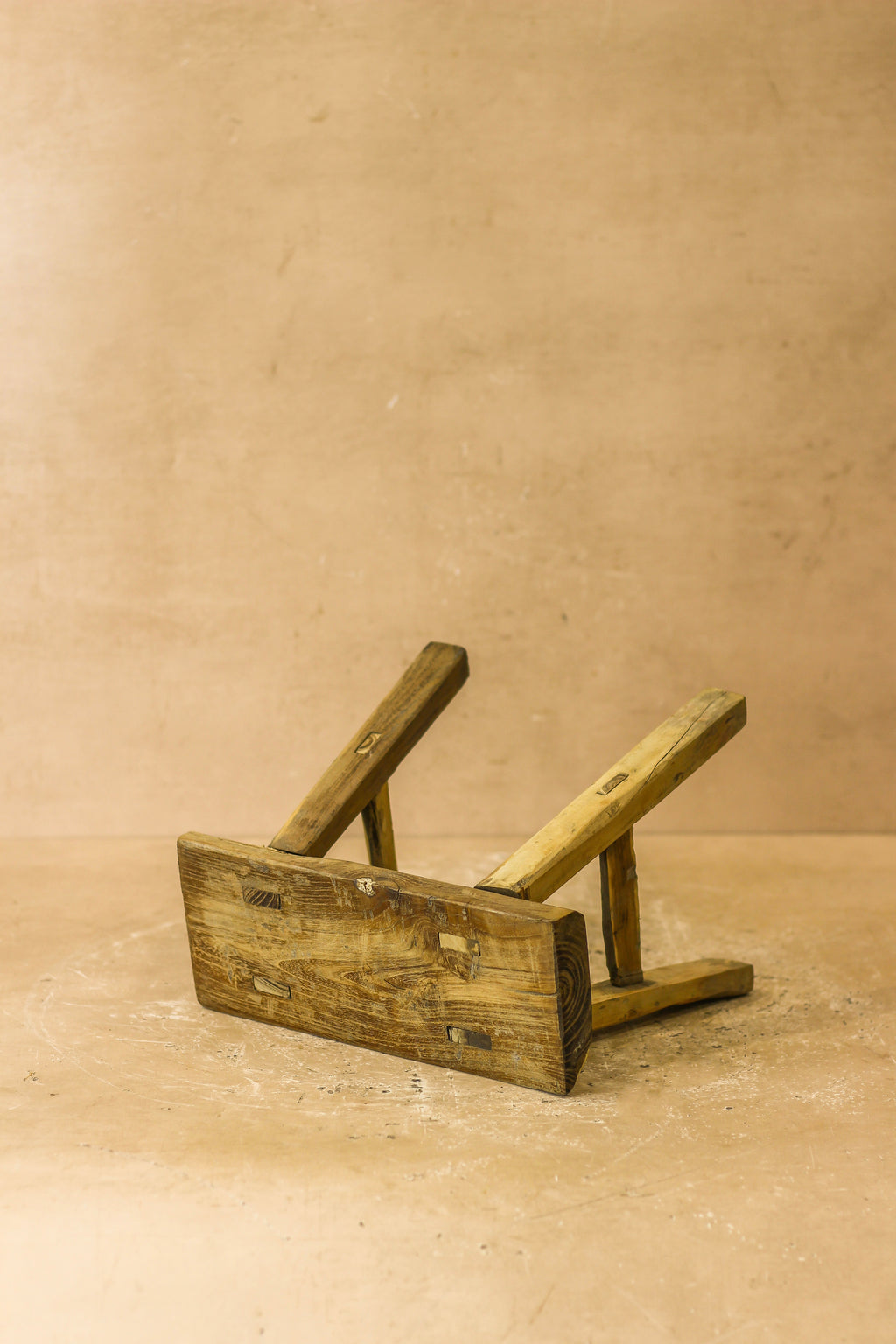 Vintage Rustic Elm Wood Stool - Small - No 18