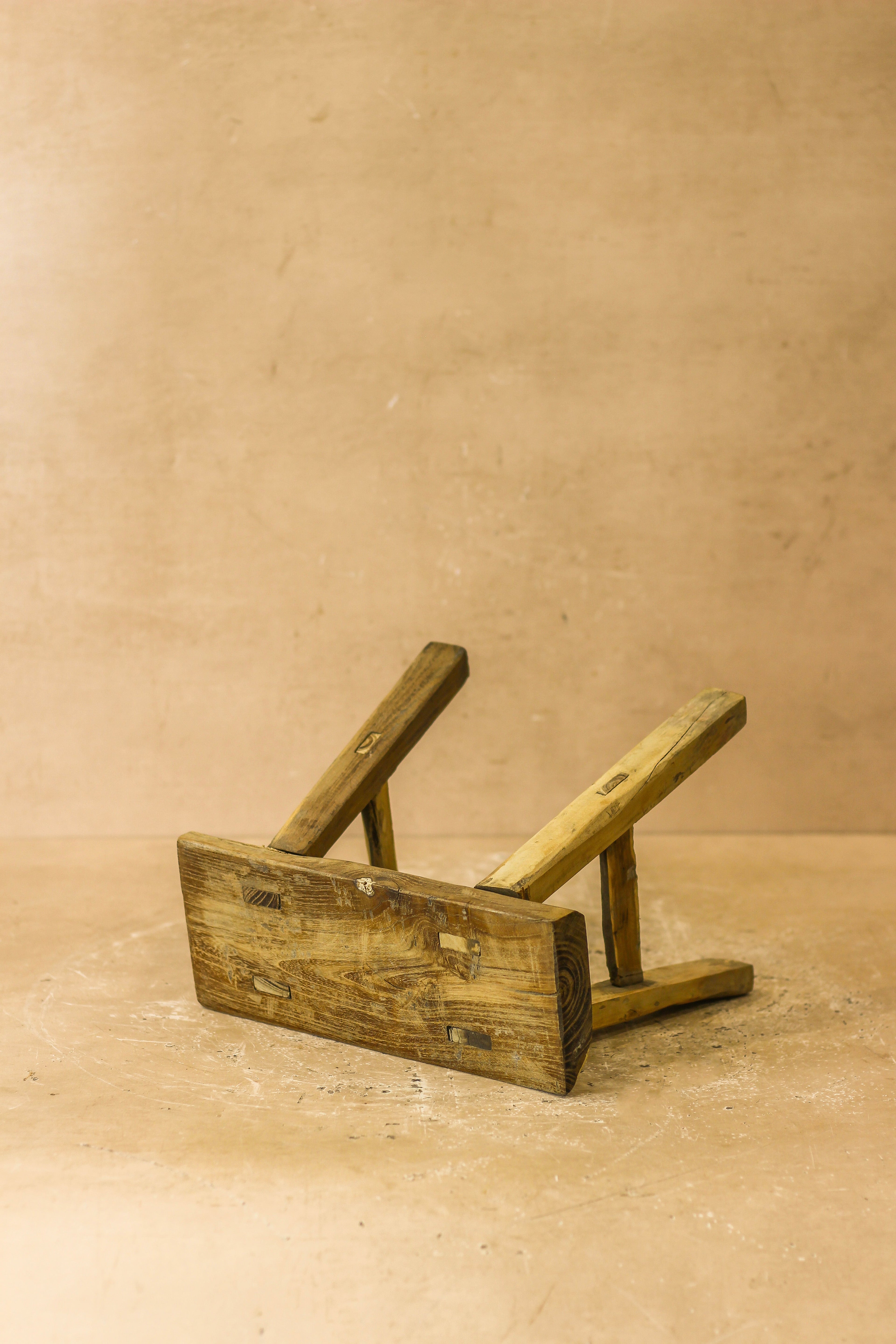 Vintage Rustic Elm Wood Stool - Small - No 18